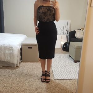 Black midi pencil skirt